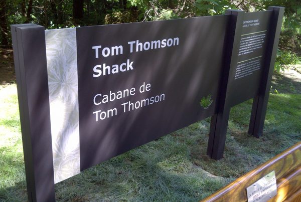 Lawn sign of Tom Thomson Shack